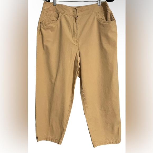 Talbots The Perfect Crop Curvy Tan Cropped Pants Zip Front Color: Tan size:16 - Picture 1 of 6